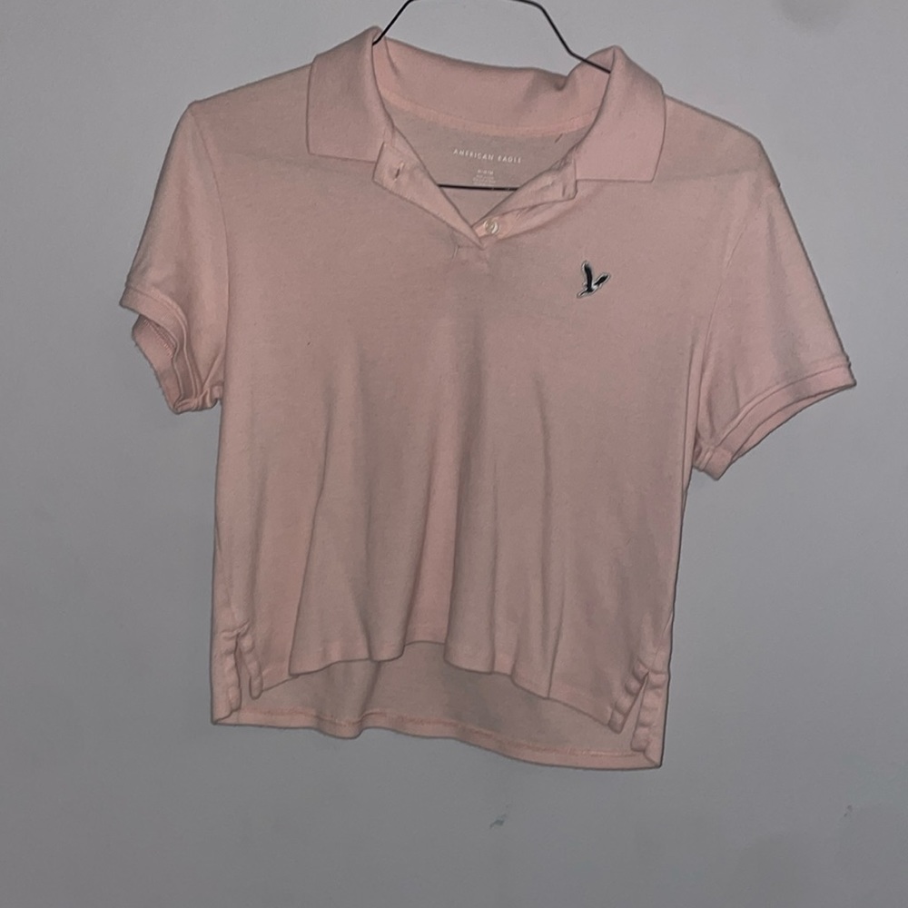 American eagle light pink collared top